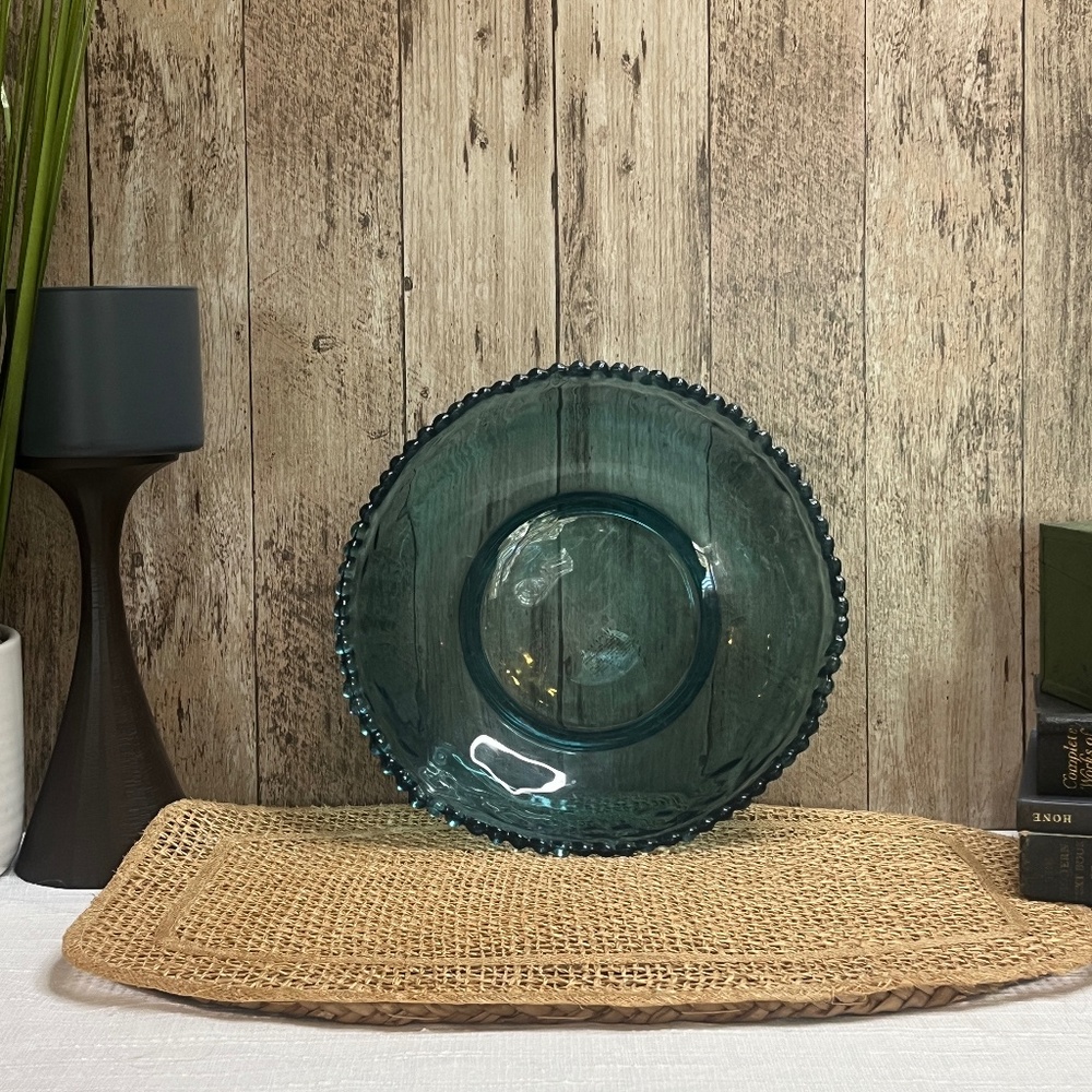 Pottery Barn Teal Pressed Acyrlic Serving Bowl